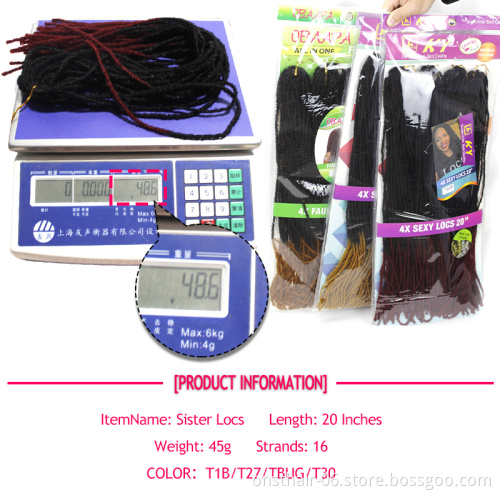 Onst Long Sister Locs Afro pre loop Crochet Box Braids 20 Inch 64 strands Synthetic Hair for Women Faux Soft locks  Crochet Hair